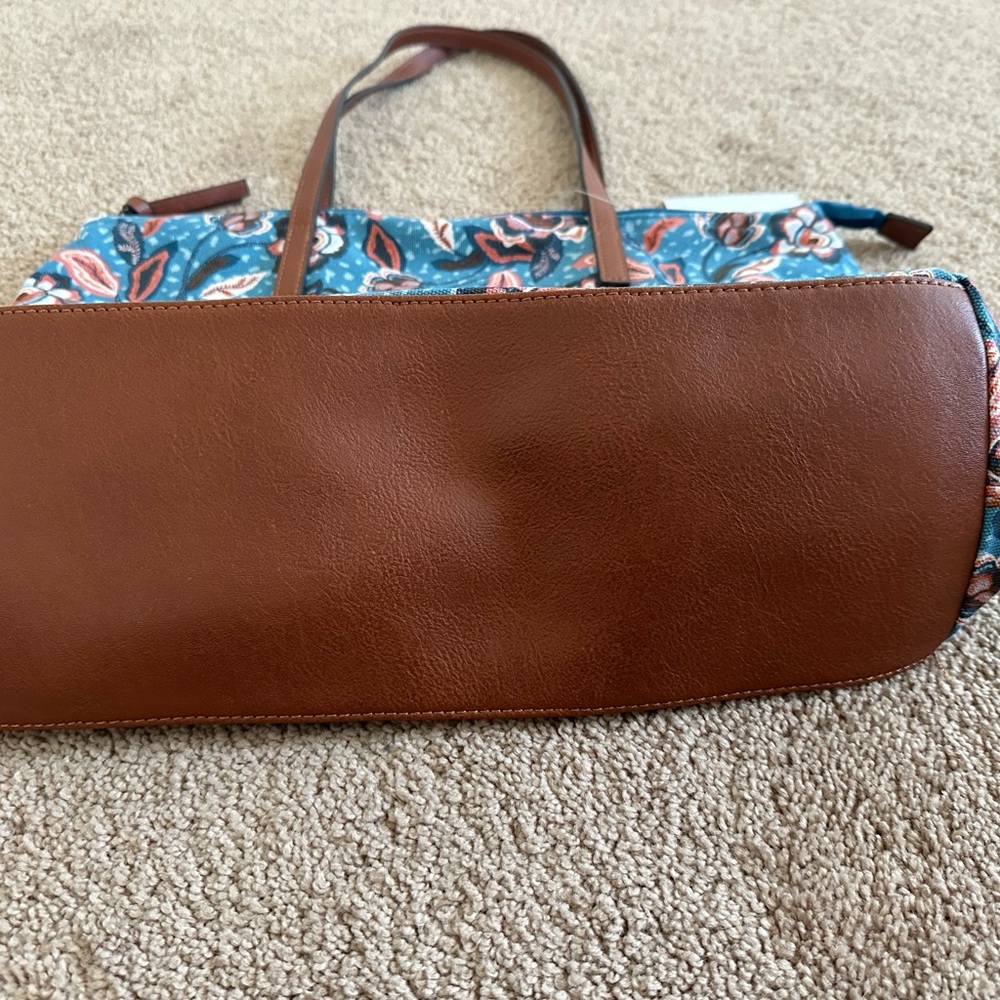 Sonoma Goods For Life Canvas Tote Bag Floral Blue NWT - Picture 3 of 7